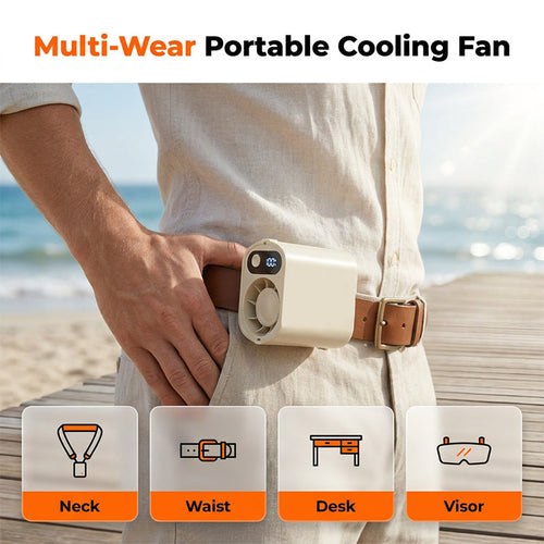 🔥HOT SALE 50% OFF – Multi-Wear Portable Cooling Fan | Beat Heat Hands-Free Anywhere ❄️💨