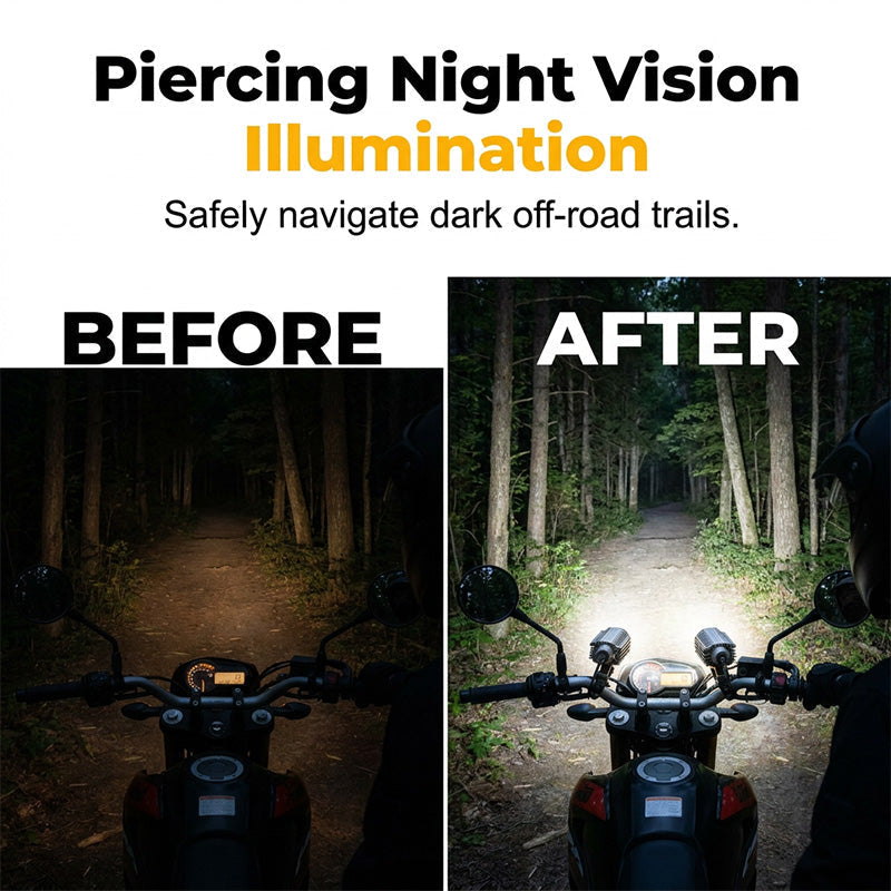 Second one is 50% OFF💥Universal Motorcycle LED Spotlight Dual Color Auxiliary Driving Light