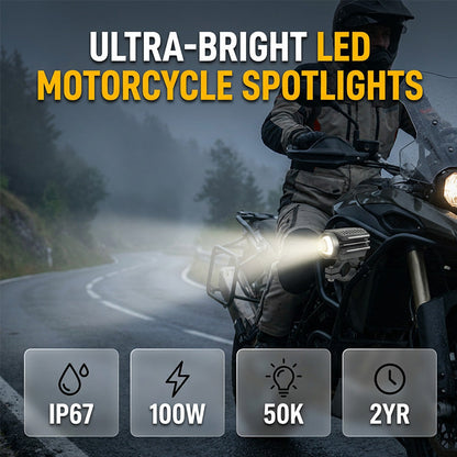Second one is 50% OFF💥Universal Motorcycle LED Spotlight Dual Color Auxiliary Driving Light