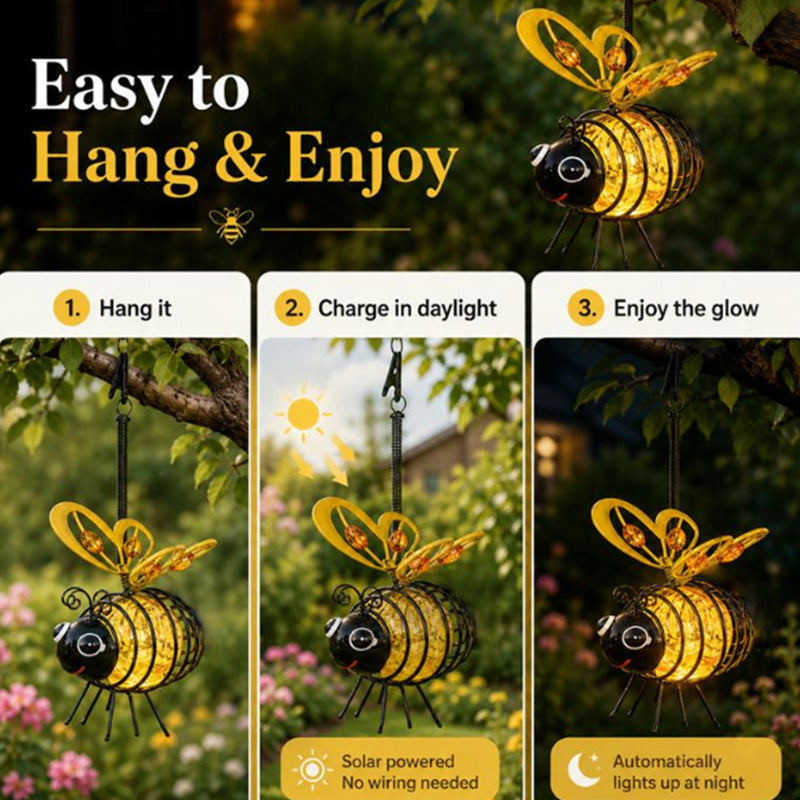 🔥 LIMITED-TIME 50% OFF! 🐝✨Hanging Solar Bee Light – Warm Amber Glow, Flicker-Free, Perfect for Garden Parties, Camping, or Kids’ Rooms – Spread Joy Day and Night 🌞🌜