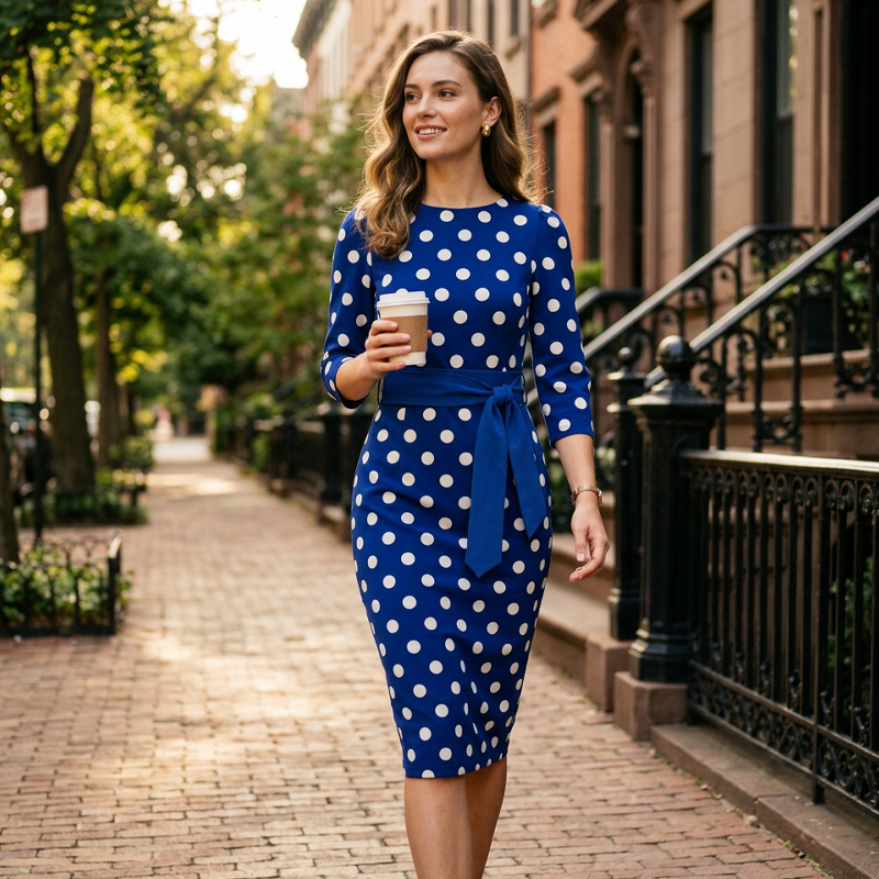 🔥 Best Seller |Women's Retro Polka Dot Midi Dress