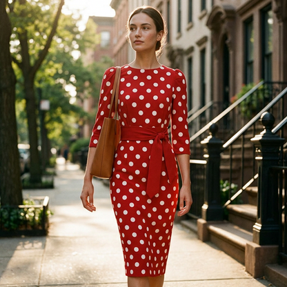 🔥 Best Seller |Women's Retro Polka Dot Midi Dress