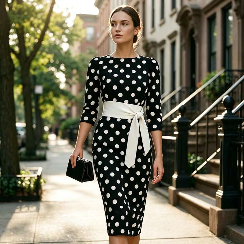 🔥 Best Seller |Women's Retro Polka Dot Midi Dress