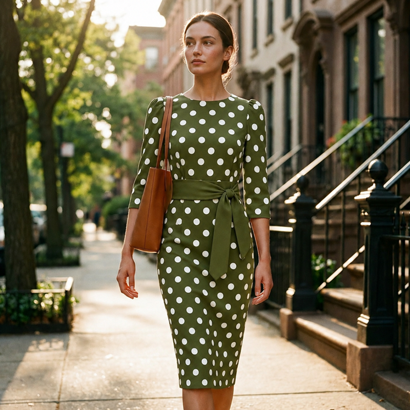 🔥 Best Seller |Women's Retro Polka Dot Midi Dress