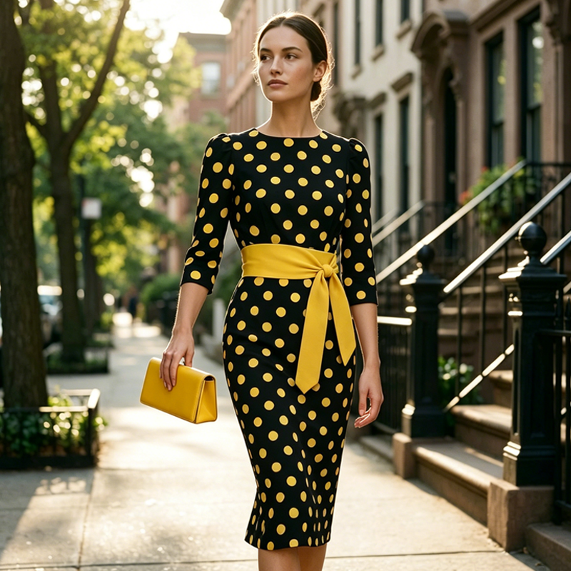 🔥 Best Seller |Women's Retro Polka Dot Midi Dress