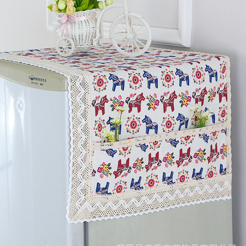 💖LAST DAY SALE!!💖✨Decorative Cotton Linen Refrigerator Top Cover with Storage Pockets