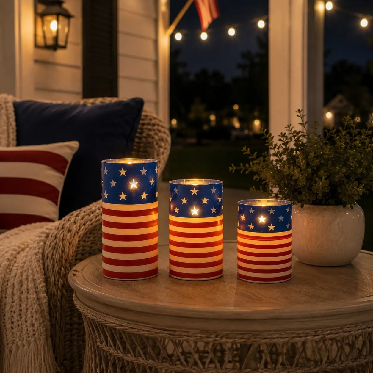 🎉Patriotic-Themed Flameless LED Candle 3 Set With Remote & Timer